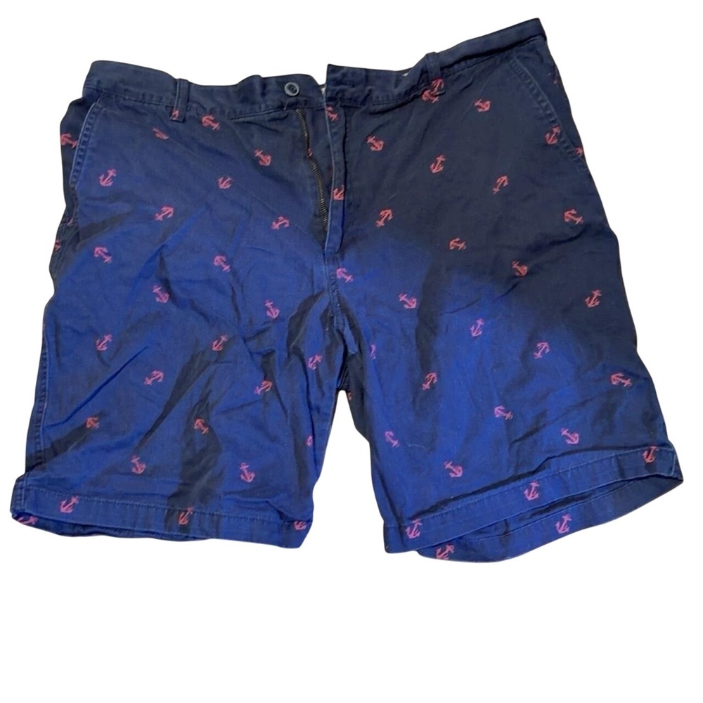 IZOD Saltwater Navy Anchor Print Chino Shorts Mens 42 00075-